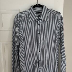 Gucci Black and White Dress Shirt with Striped Pattern